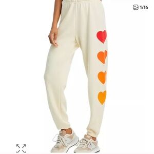 Aviator Nation Cream Sweatpants Heart Fade Jogger NWT